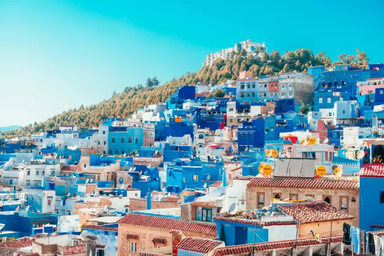 Morocco travel guide view of the blue alleys of Chefchaouen medina