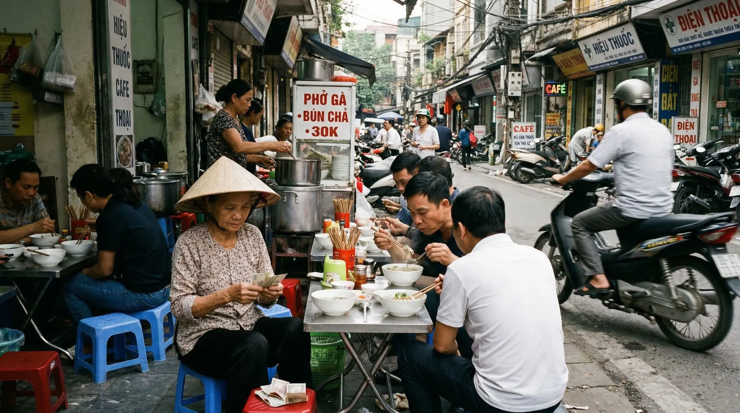 Bowl of pho showing Vietnam backpacking budget food costs