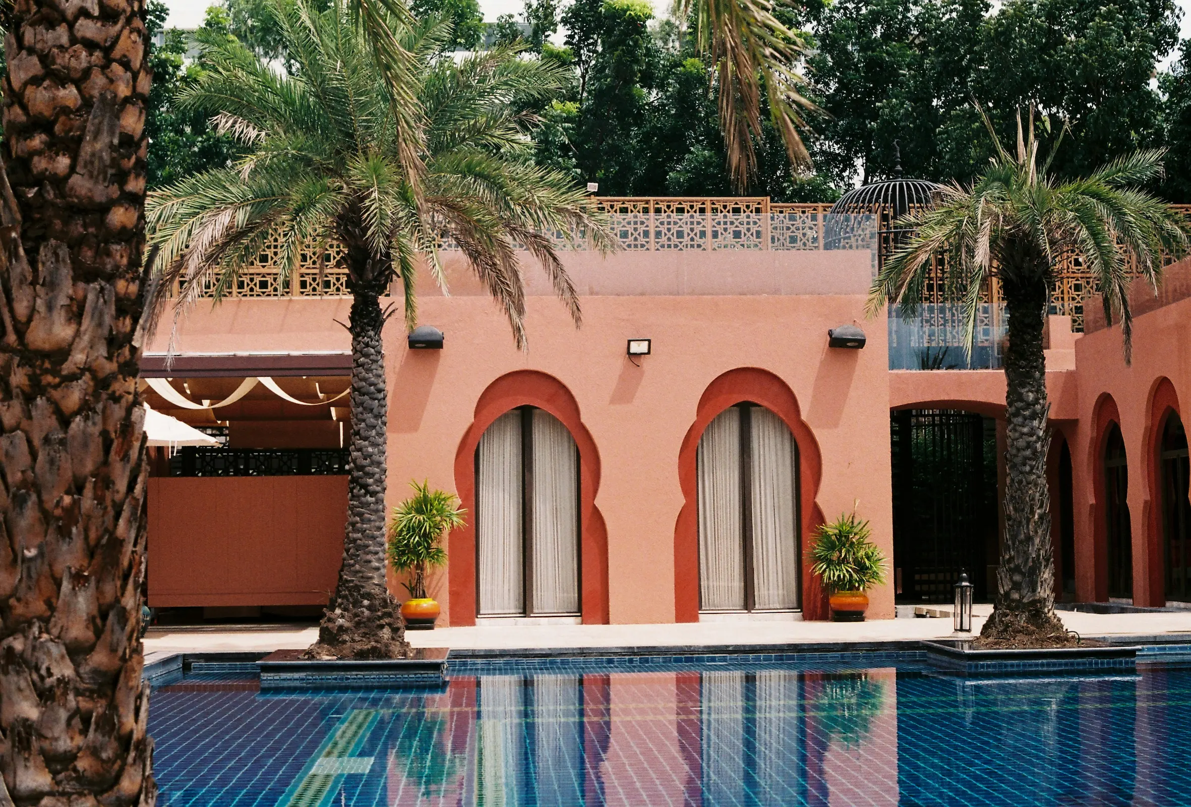 Courtyard of a budget riad in the medina, an easy way to keep your Morocco trip cost low