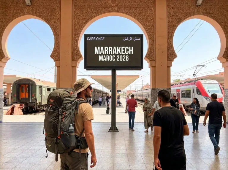 Solo travel tips in action: a backpacker checking a train departure board